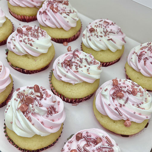 Pink and Rose Gold decorated cupcakes